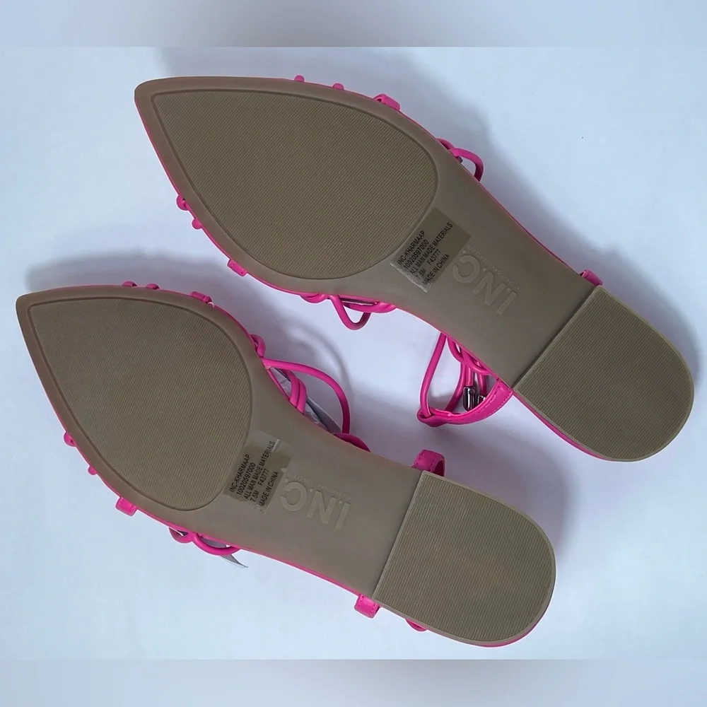 INC International Concepts Hot Pink Strappy Pointed Toe Sandals Size 7.5 NWT Box